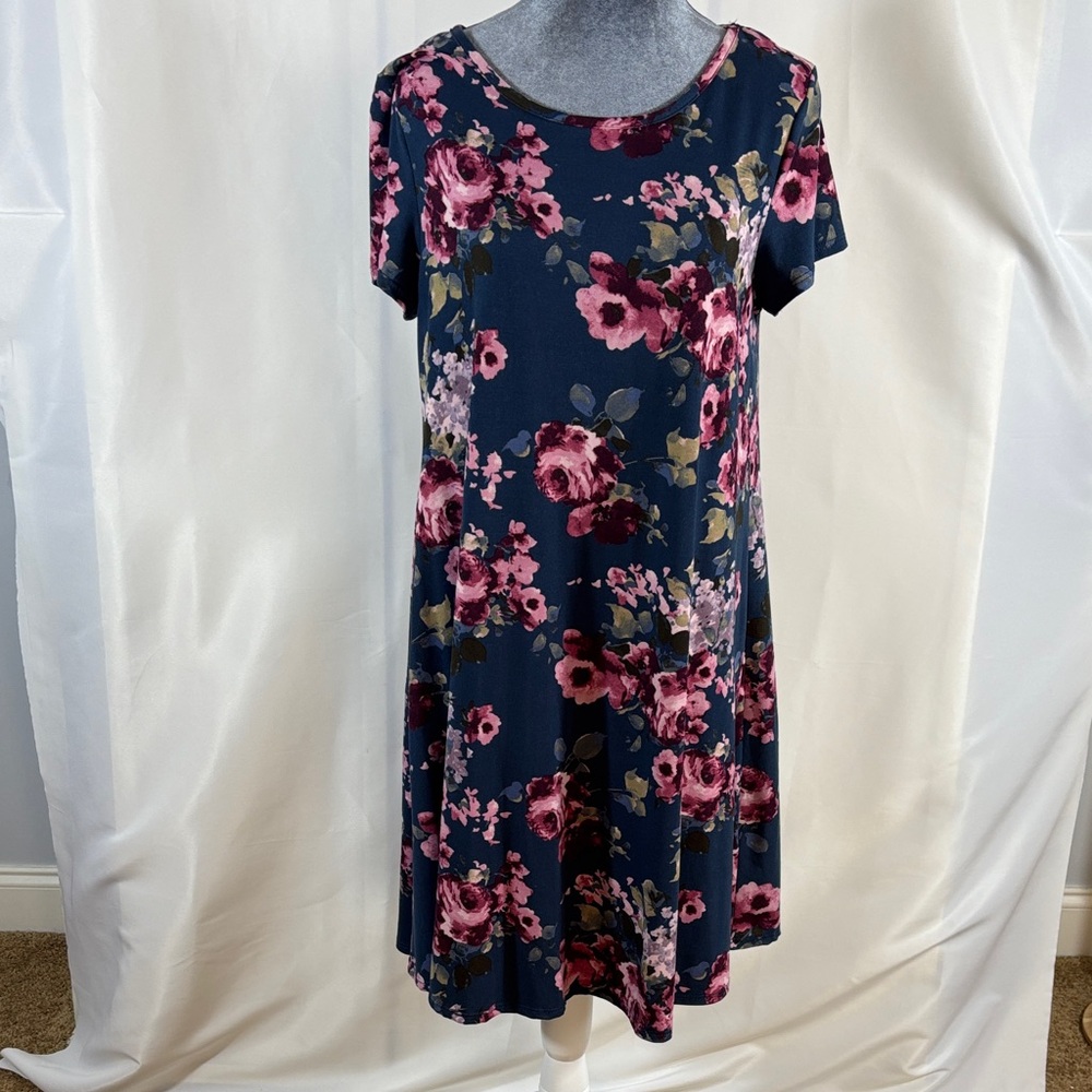 Comfy Blue and Floral Swing Dress